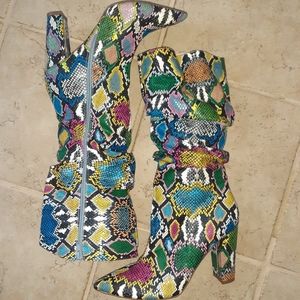 Liliana multi-colored snakeskin boots